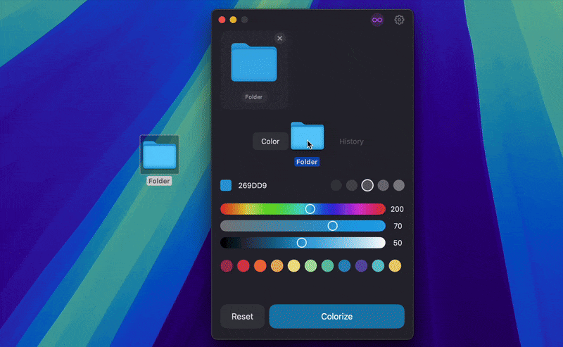 Customize folder icon in one click on mac - GIF